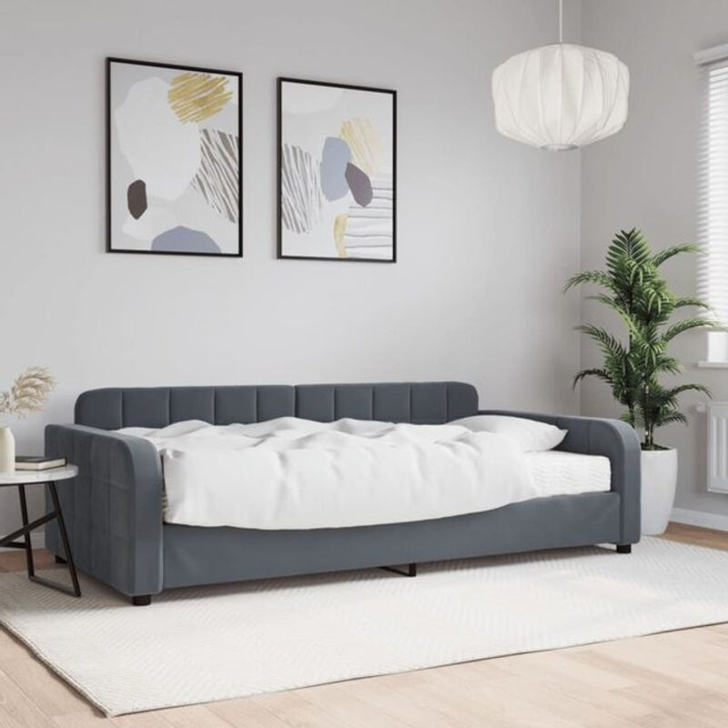 vidaxl Tagesbett mit Matratze aus Samt und Metall in Anthrazit B/T/H: 200 x 100 x 71 cm - Bild 1
