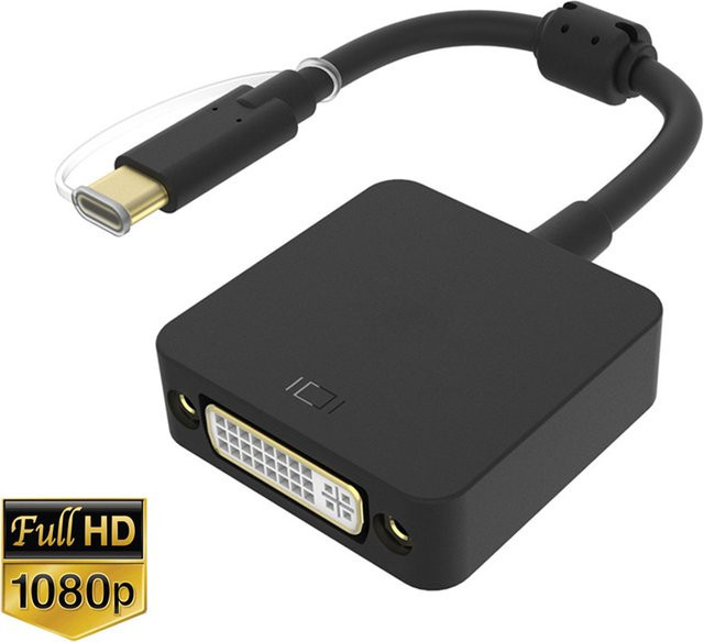 USB C auf DVI-D Single-Link Videoadapter Schwarz für Apple MacBook Pro Air Mini und iPhone 15/Pro/Plus - Bild 1