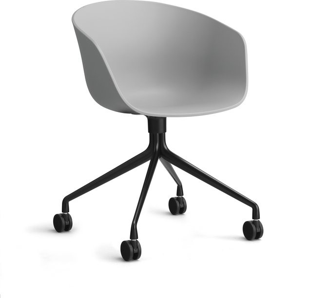 HAY About A Chair AAC 24 Schalenstuhl in Grau mit Stahlgestell und Rollen - Bild 1