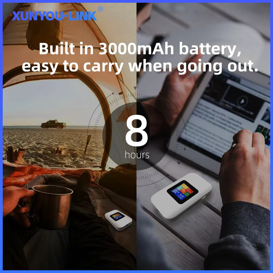 XUNYOU-LINK Mobiler WLAN-Router mit Wi-Fi 6 und 4G LTE Cat 6, Tragbarer Hotspot mit 3000mAh Akku in Weiß - Bild 3