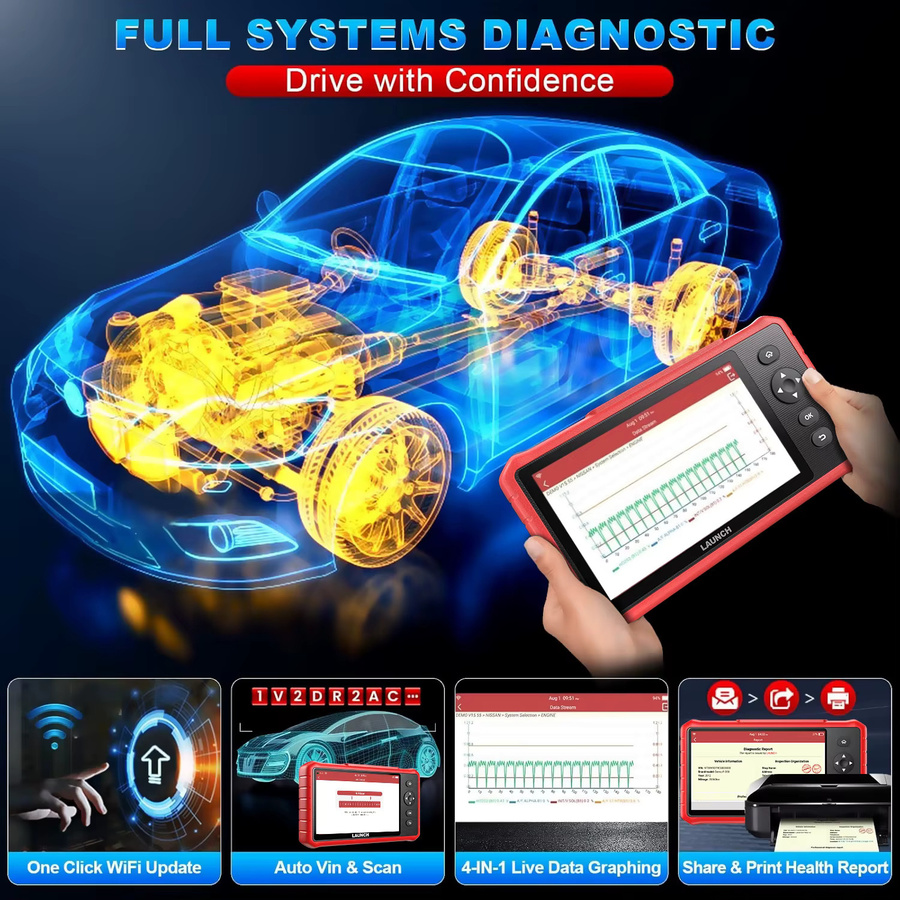 LAUNCH X431 CRP919X Lite OBD2 Diagnosegerät in Rot mit bidirektionalem Scan-Tool und AutoAuth für FCA-Systeme - Bild 4