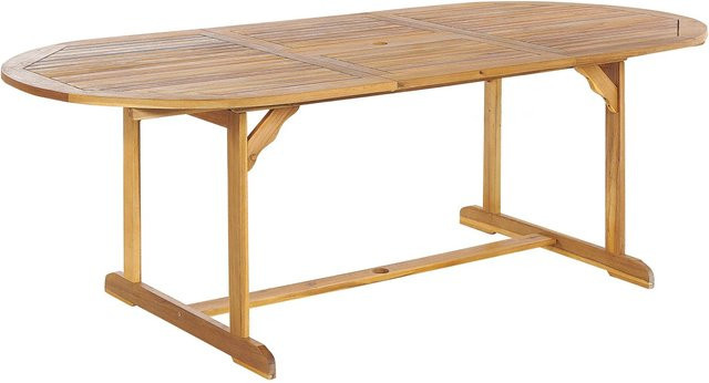 Beliani Gartentisch MAUI aus Akazienholz in Heller Holzfarbe, ausziehbar mit Klappfunktion, B/T/H: 160 x 100 x 74 cm - Bild 1