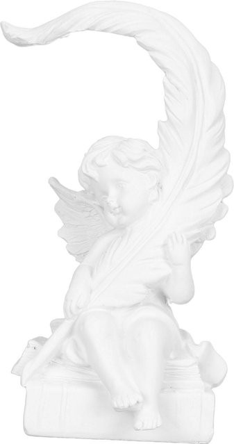 Neoglint Engel Harzfigur Vintage Feder Dekoration in Weiß als Gedenkengel Statue für dein Zuhause - Bild 1