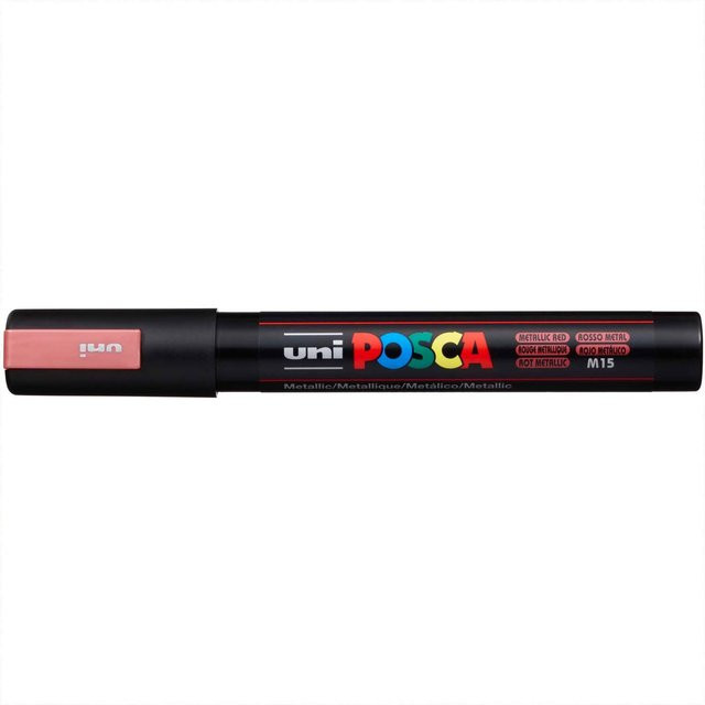 uni POSCA-Marker PC-5M Permanent Marker mit Pigmenttinte in Rot-Metallic, Strichbreite 1,8-2,5 mm - Bild 1