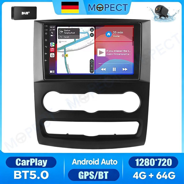 MOPECT 10 Zoll Autoradio mit 4+64GB für VW Crafter 2006-2011 und Mercedes Sprinter 2006-2017, kabelloses CarPlay, GPS-Navigation, Touchscreen, Bluetooth, DAB und Rückfahrkamera, Schwarz - Bild 1