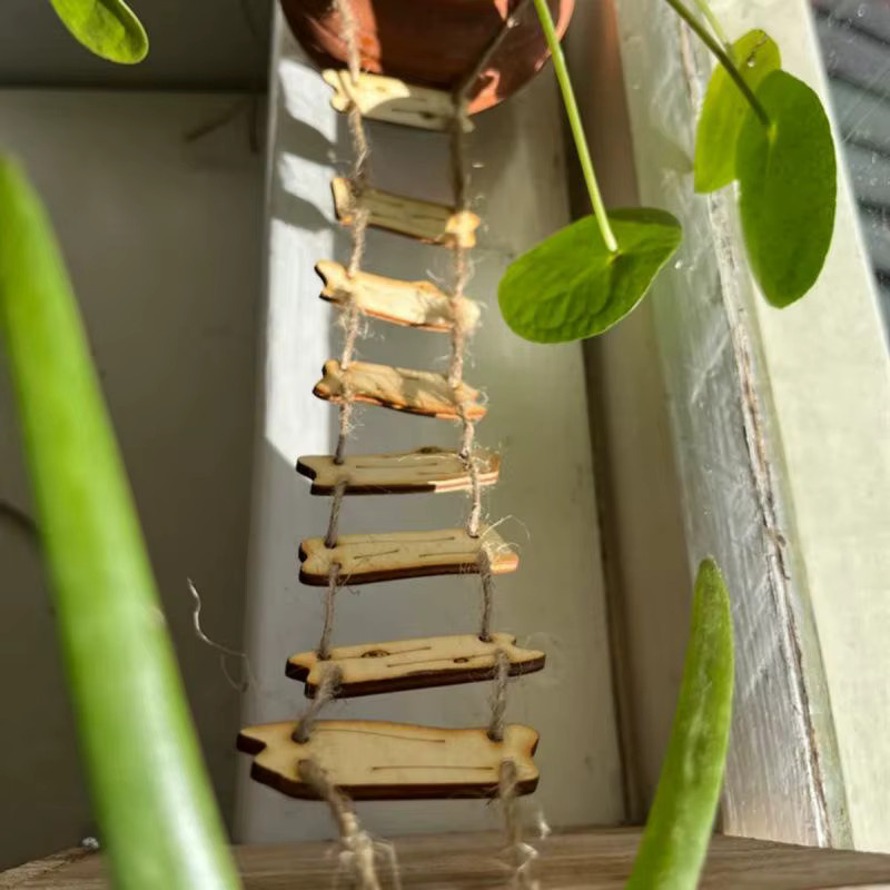 JETTING Holz-Feenbrücke mit Seilleiter, Miniatur-Feengarten-Dekoration - Bild 2