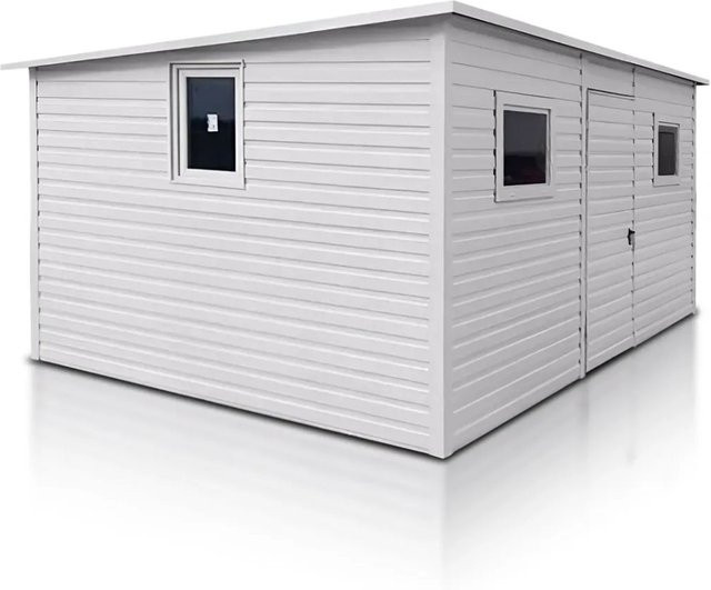 Liderstal Einzelgarage Standard aus Trapezprofilblech mit Pultdach in Grau Weiß, B/T: 400 x 300 cm - Bild 1