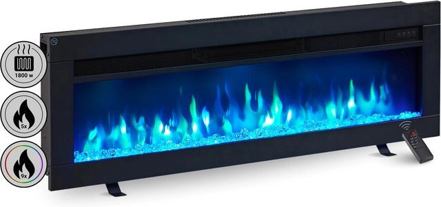 BALDERIA AG-40 Elektrokamin als Wandkamin oder Einbaukamin mit 3D-Flammeneffekt und Bluetooth in Schwarz - Bild 1