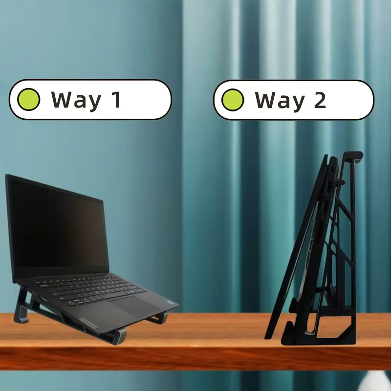 ZSLuckyHome 2-in-1 Laptop- und Tablet-Ständer Vertikale Halterung Schwarz, Faltbarer Platzsparender Halter für Büro und Gaming - Bild 2