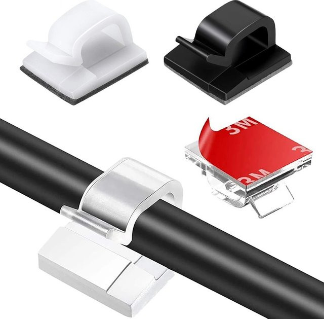 Kabel Organizer Clips für USB-C Kabel in Schwarz zur Kabelverwaltung am Schreibtisch und Arbeitsplatz - Bild 1