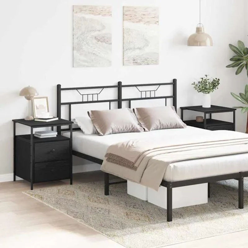 Set aus 2 modernen Nachttischen von vidaxl in Schwarz Eiche aus Holzwerkstoff, B/T/H: 44 x 45 x 60 cm - Bild 1