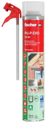Fischer PU-P EVO 750 B2 Montageschaum, monomerarmer Polyurethanschaum, Farbe: Weiß, 750 ml - Bild 1