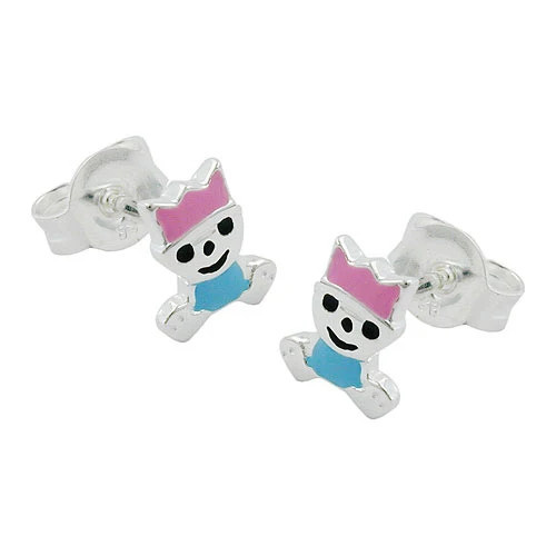 SIGO Ohrstecker, 925 Silber, pink-hellblau, Kinder - Bild 1