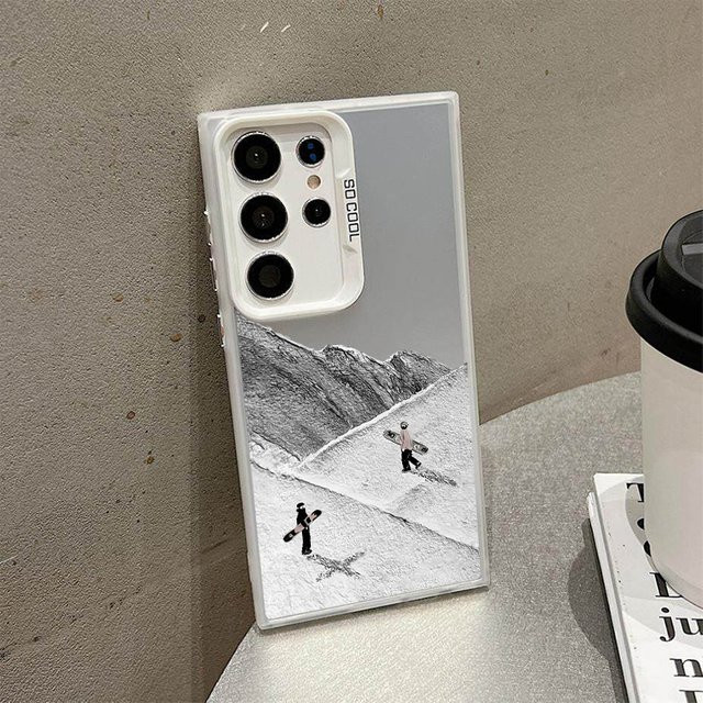 Ski-Handyhülle für Samsung Galaxy S26 S25 S24 S23 S22 S21 S20 FE Ultra Plus Edge mit Laser-Design aus Hard PC und TPU in Weiß - Bild 1