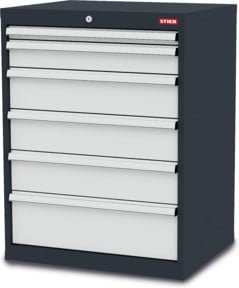 STIER Schubladenschrank aus verzinktem Stahl mit 6 Schubladen, Anthrazit, B/T/H: 70,0 x 57,5 x 92,0 cm - Bild 1