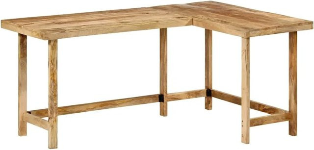vidaXL Eckschreibtisch aus Massivholz Mango in Braun, B/T/H: 165 x 110 x 75 cm - Bild 1
