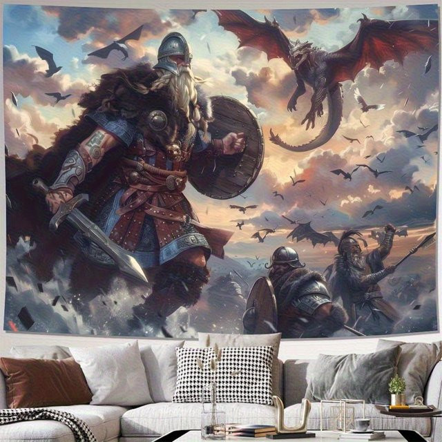 Wikingerkrieger Wandteppich von JMG Household Supplies, Polyester Wandbehang in Multicolour, Breite: 200 cm, Höhe: 150 cm - Bild 1