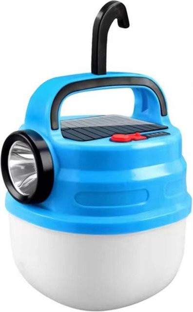 TOMTOP JMS Solar-Camping-Laterne mit LED und USB-Ladefunktion, tragbare Zeltlampe in Blau - Bild 1