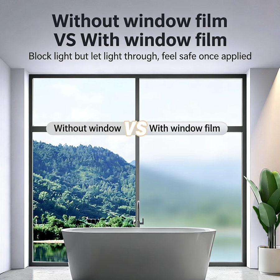 BUNPIG Sichtschutz Folie Frostglas Transparent Weiß Statisch Haftend für Glastüren und Fenster im Büro oder Badezimmer ohne Klebstoff Wiederverwendbar - Bild 2