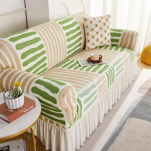 Yiran Furniture Böhmischer Sofabezug aus Strick, rutschfest und waschbar, für L-förmige Sofas, Breite: 90-140 cm - Bild 1