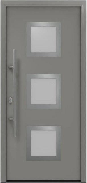 EcoStar Haustür Isopro IP 810S aus Aluminium und Stahl mit Glaseinsatz, Grau, B: 110 cm, H: 210 cm, DIN Links - Bild 1