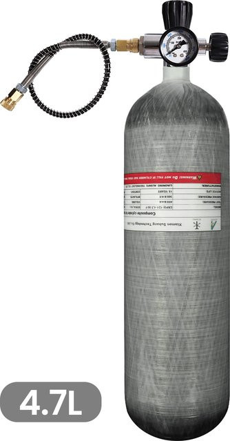 TUXING Hochdrucktank aus Kohlefaser mit 4,7 l Volumen, 4500 Psi 300 Bar, Doppel-Manometer und Regulierventil M18*1,5 - Bild 1