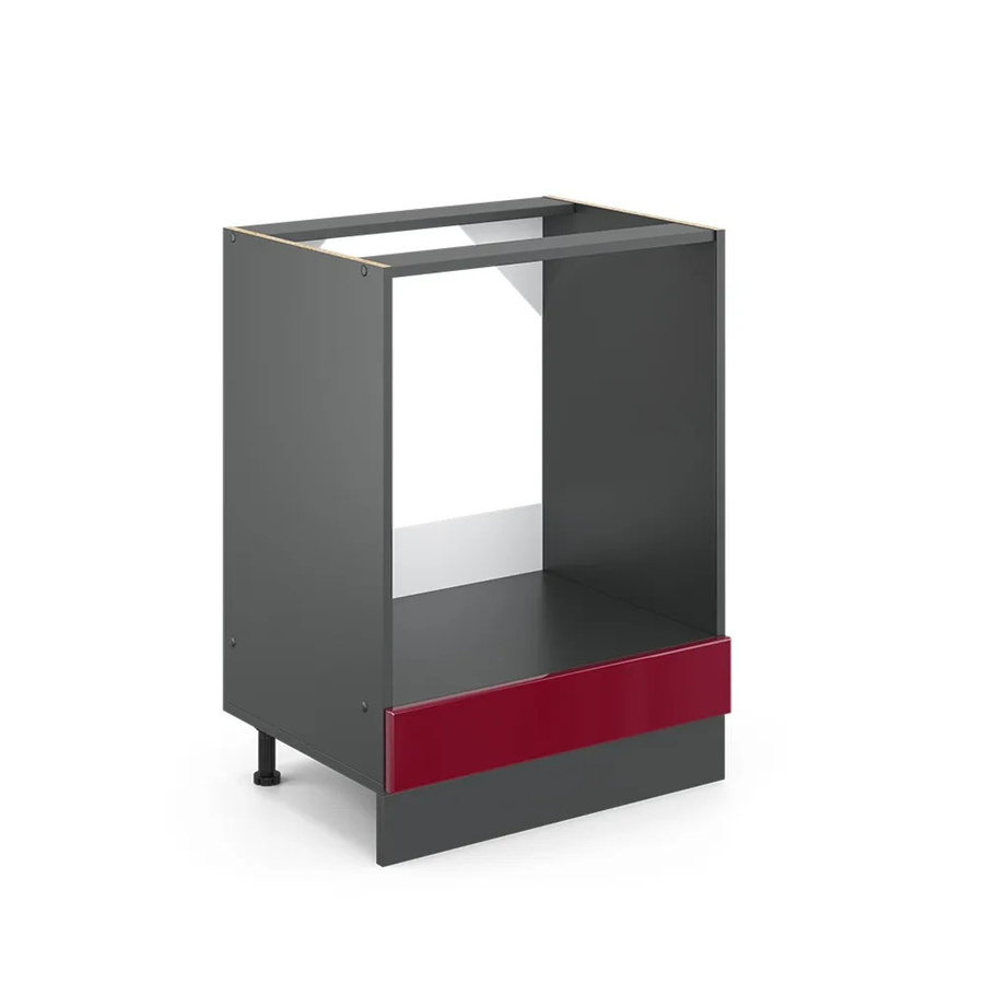 Vicco Küchenunterschrank Herdumbauschrank R-Line Bordeaux Hochglanz Anthrazit Breite: 60 cm - Bild 3