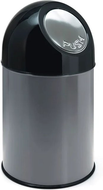 PROREGAL Klassischer Abfallbehälter mit Pushdeckel aus Metall in Grau, H x B x T: 56 x 31 x 31 cm, 31 Liter - Bild 1