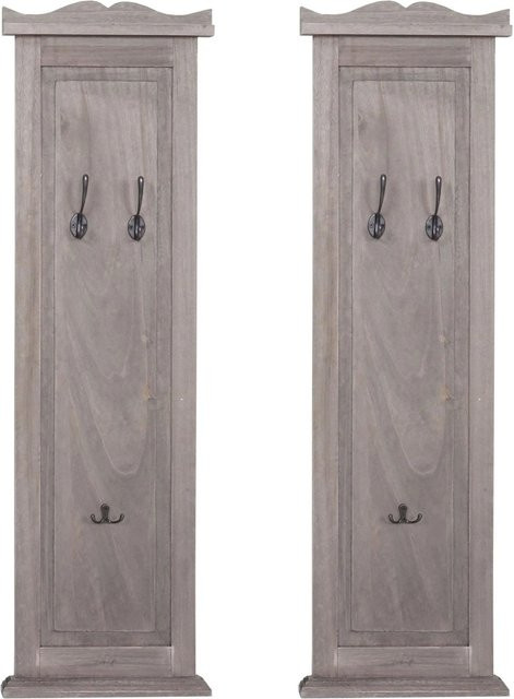 MCW 2er-Set Wandgarderobe aus Paulowniaholz im Shabby-Look, Farbe Grau-Braun, B/H/T: 109 x 33 x 28 cm - Bild 2