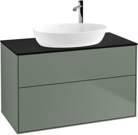 V&B Waschtischunterschrank Finion mit Wandbeleuchtung, Farbe Blau lackiert, B/T/H: 100 x 50,1 x 60,3 cm - Bild 1