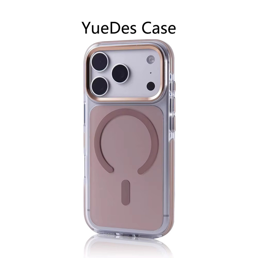 YUEDESHENG Transparente Magnetische Schutzhülle für iPhone 17 Pro und iPhone 17 Pro Max mit MagSafe und Metall-Linsenschutz in Pink - Bild 1