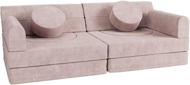 Juskys Kinder Spielsofa Kayo in Rosa aus Cord mit Stapelsteinen - Bild 2