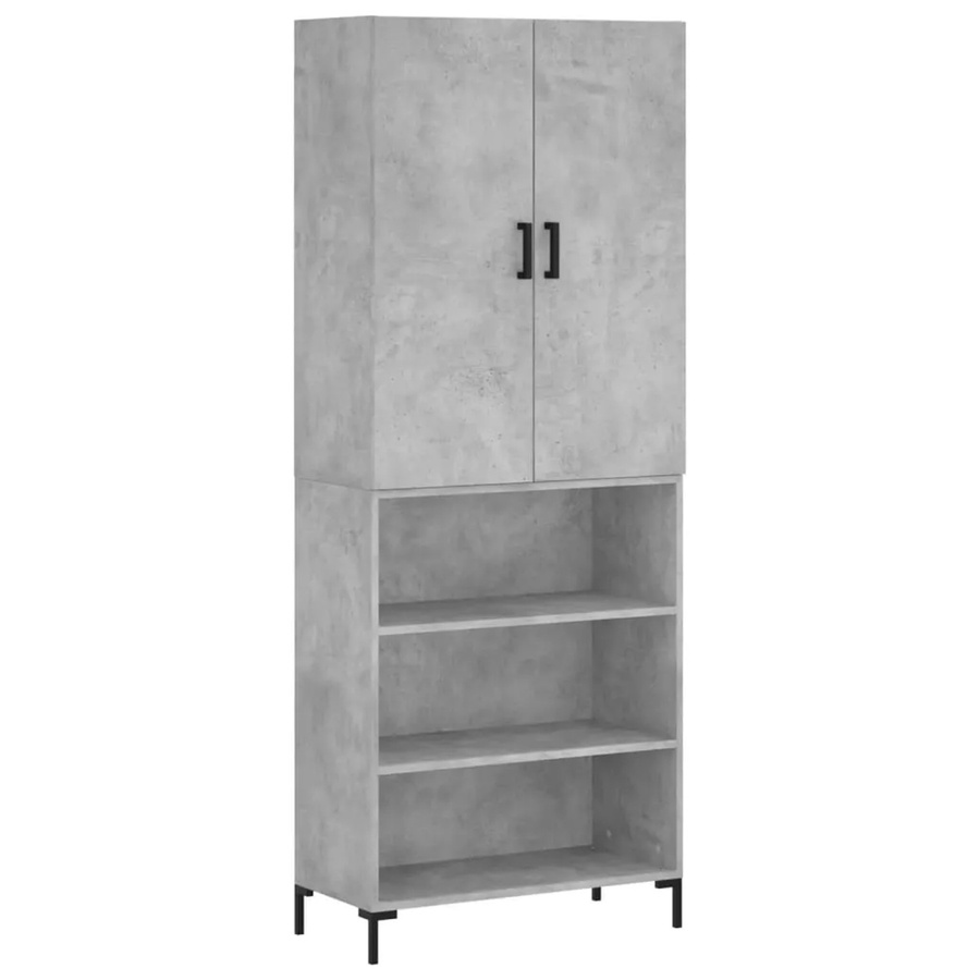 vidaXL Highboard in Betongrau aus Holzwerkstoff und Metall mit Schranktüren und Regalfächern, B/T/H: 69,5 x 34,0 x 180,0 cm - Bild 2