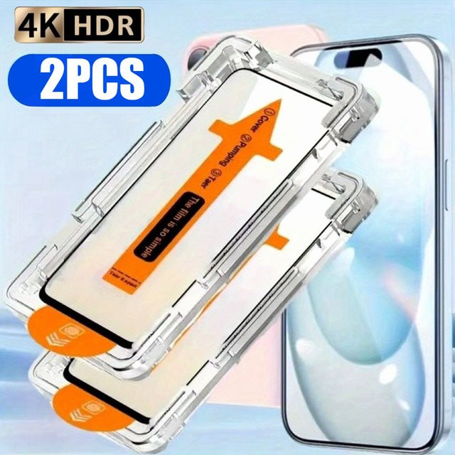 2 Stück Ultra HD gehärtetes Glas für Apple iPhone 17 16 15 14 13 12 11 Pro Max Plus XR XS in Transparent mit staubfreier und einfacher Installation - Bild 1