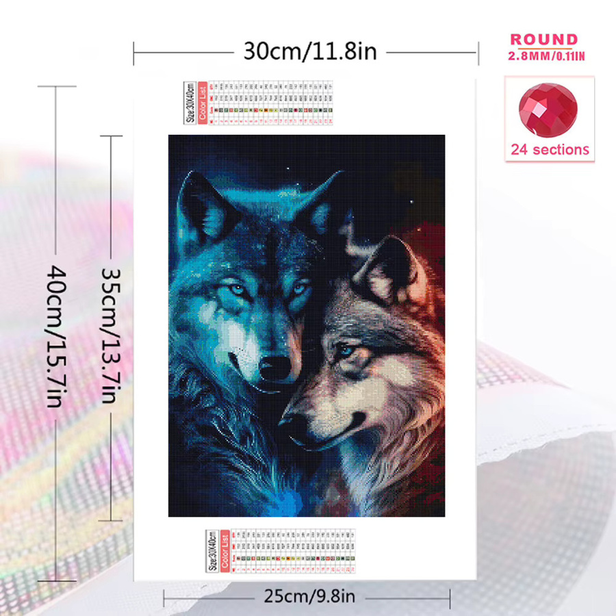 Evershine Diamant Stickerei Wolf Tier, Diamant Malerei, Mosaik DIY, bunt - Bild 2