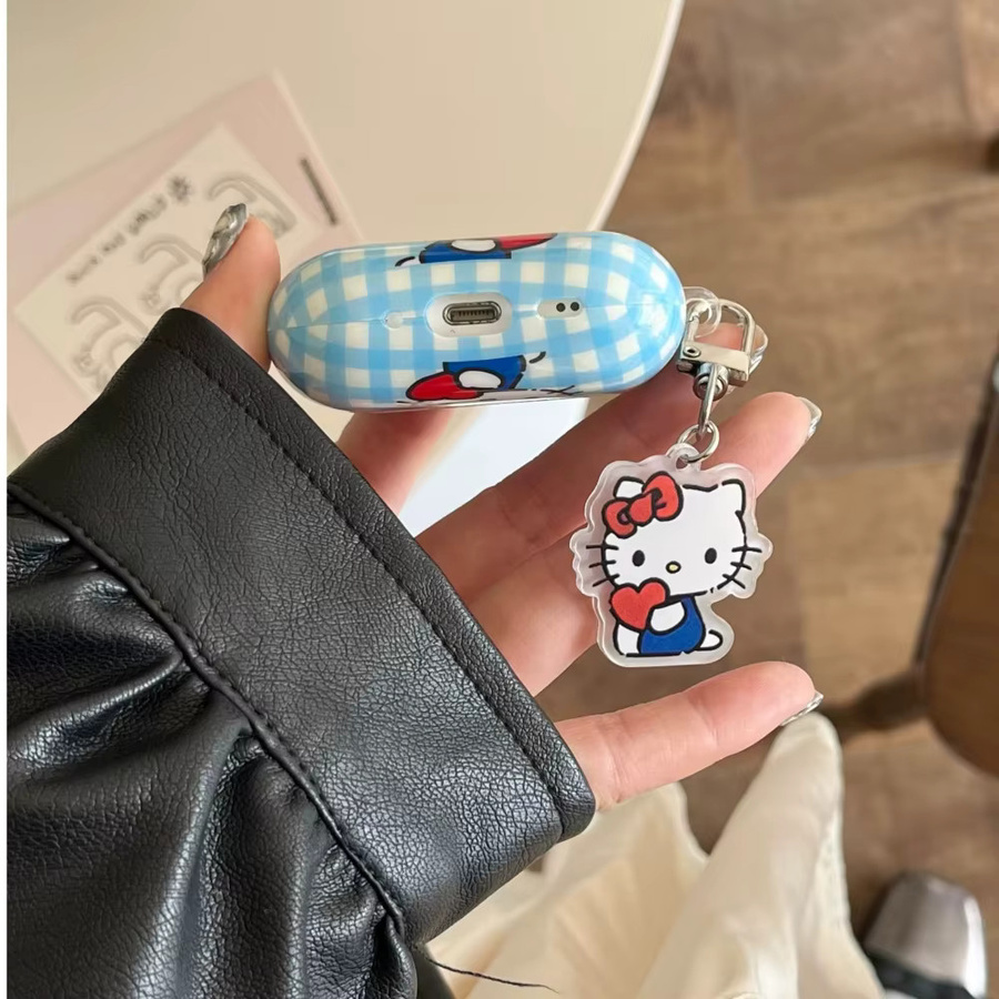 Hello Kitty Kopfhörerhülle für Apple AirPods 1 2 3 4 und Pro 2 mit KT-Schlüsselanhänger in Blau und Multicolour - Bild 3