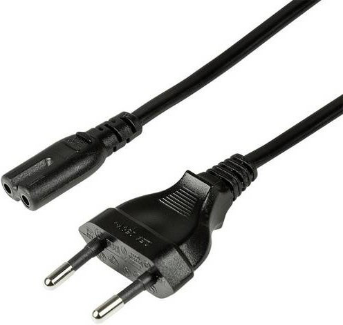 LogiLink Strom Anschlusskabel mit Euro-Stecker und Kleingeräte-Buchse C7, Länge: 3,00 m, Schwarz - Bild 1
