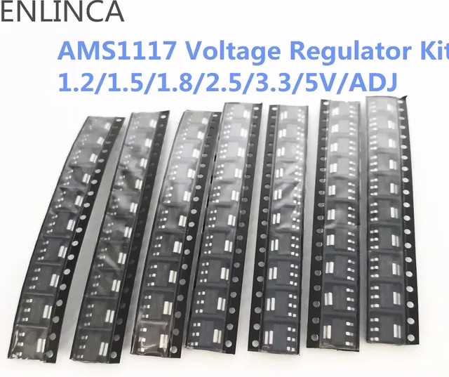 ENLINCA Spannungsregler Kit AMS1117 Set mit 70 Stück in Schwarz (1,2 V, 1,5 V, 1,8 V, 2,5 V, 3,3 V, 5,0 V und ADJ) - Bild 1