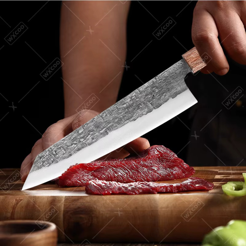 WXCOO Professionelles Kiritsuke-Küchenmesser mit Holzgriff, 20 cm, Silber - Bild 3