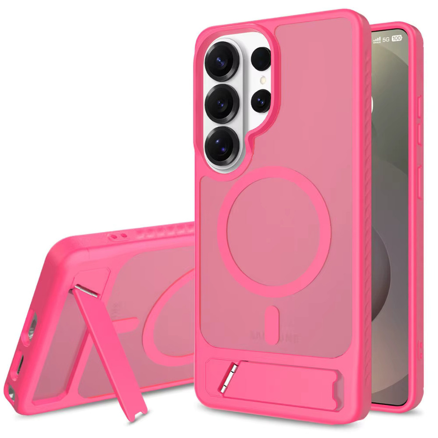 Stoßfeste magnetische Handyhülle für Samsung S26 Ultra S25 S24 Edge S23 Plus FE mit klappbarem Ständer und Unterstützung für kabelloses Laden in Blau oder Pink - Bild 2