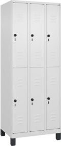 C+P Doppelstock-Spind Classic PLUS mit 3 Abteilen, Grau/Weiß, B/T/H: 195 x 75 x 50 cm - Bild 1