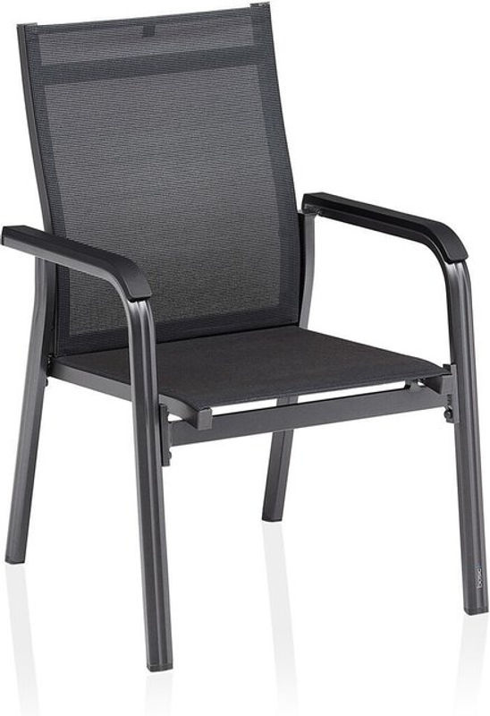 Kettler Basic Plus Premium Stapelsessel aus Aluminium und Outdoorgewebe in Anthrazit/Lakritz - Bild 2