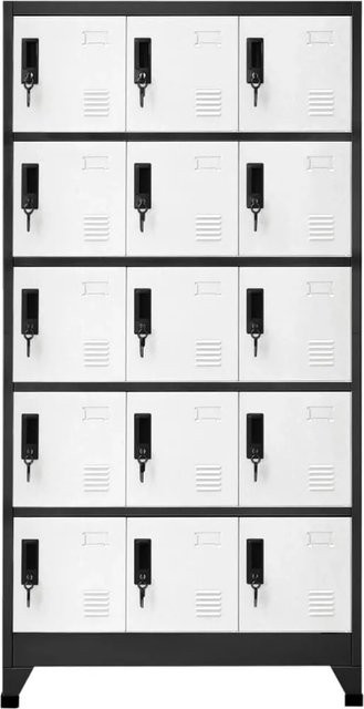vidaXL Schließfachschrank aus Stahl in Anthrazit und Weiß mit Schloss für Büro und Schule B/T/H: 90 x 40 x 180 cm - Bild 1