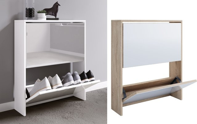 VCM Holz Schuhschrank Stido L mit Spiegel und 2 Klappen, H x B x T: 73 x 63 x 17 cm - Bild 1
