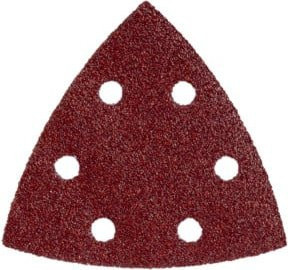 Metabo Haftschleifblätter für Dreieckschleifer, 25 Stück, Körnung P 80, für Holz und Metall, Farbe Rot, B/T: 9,3 x 9,3 cm - Bild 1