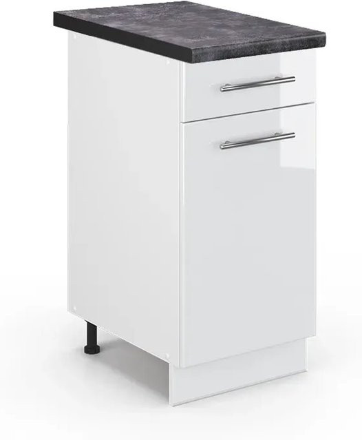 Vicco Küchenunterschrank Fame-Line in Weiß Hochglanz und Anthrazit mit Soft-Close-Türen, B: 40 cm, H: 82 cm, T: 60 cm - Bild 1