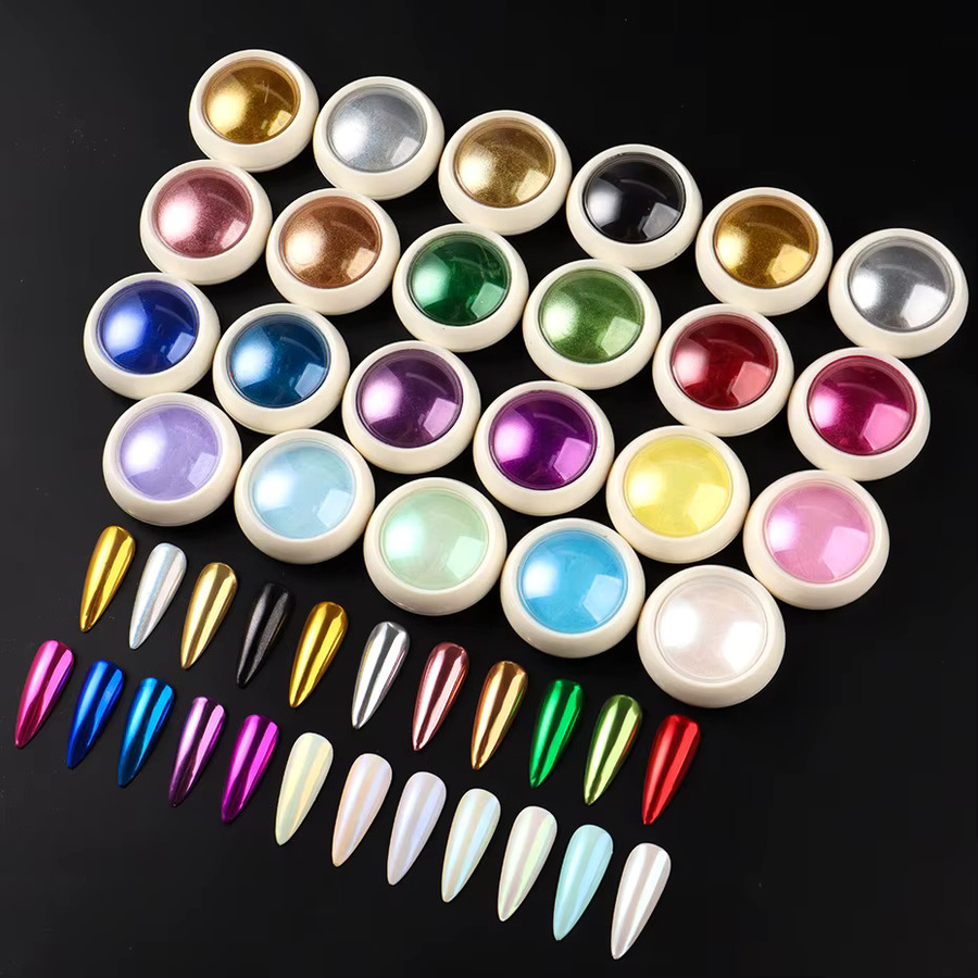 Full Beauty Nagelpulver Metallic, 23 Stück, Silber Gold Holographisch - Bild 3