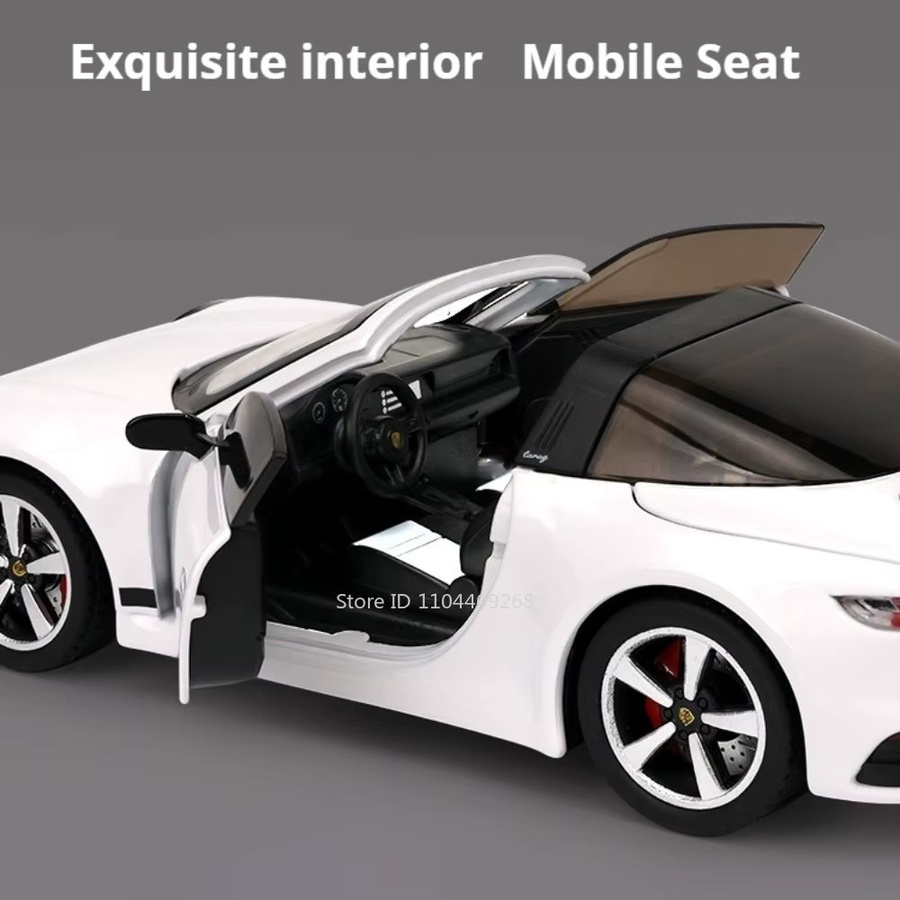 MAKEDA 911 TARGA Taycan Modellauto, Maßstab 1:32, Metall, Weiß - Bild 4