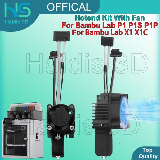 Bambu Lab Upgrade Hotend Kit mit Lüfter und gehärteter Stahldüse für P1P, P1S, X1 und X1C 3D Drucker in Schwarz - Bild 1