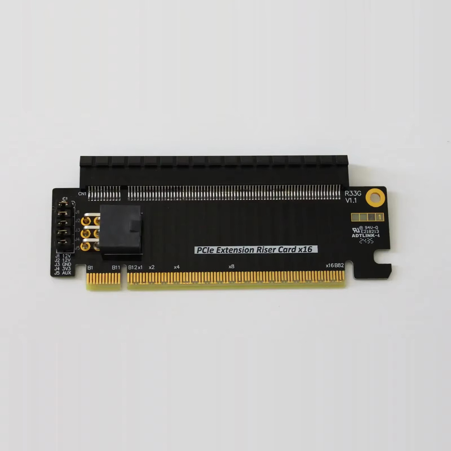 ADT-Link PCI Express 5.0 16x Riser Extended Card Gen5 Testadapter für 1U 2U 4U ATX Gehäuse in Schwarz - Bild 3